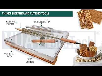 Chikki Plate, Roller and Cutter (Non Stick) [For square chikki]